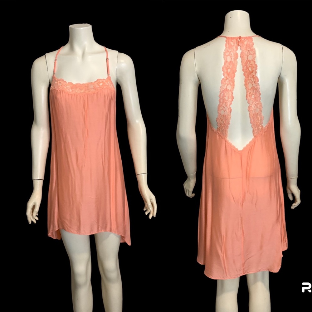 Victoria's Secret Pink Coral racer back lace Slip